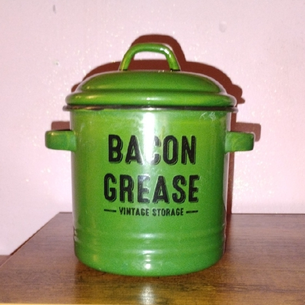 Green Bacon Grease Storage Container NWOT